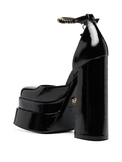 Shop Versace Medusa Aevitas 160mm Leather Platform Pumps In Black