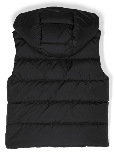 Herno Chest Logo-plaque Padded Gilet In Black