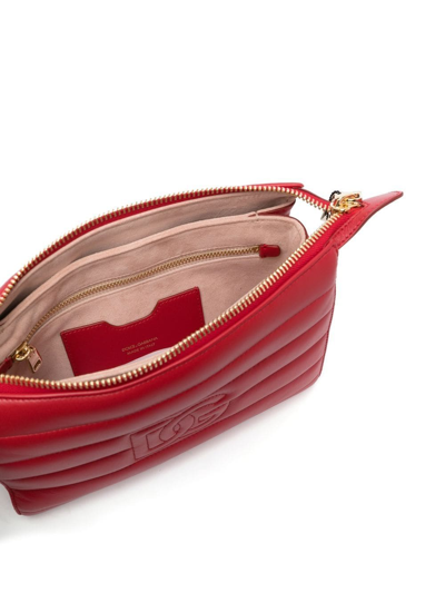 Dolce & Gabbana Stitched-logo Detail Clutch Bag In Red