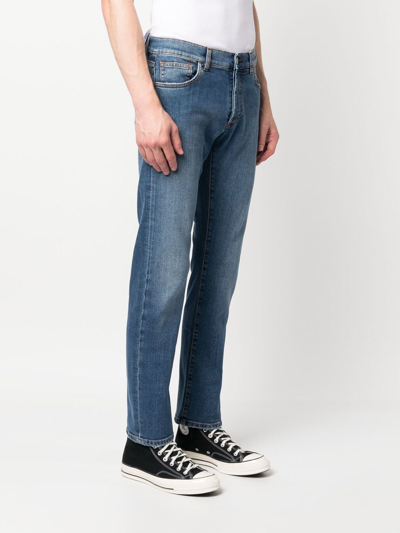 Shop Marcelo Burlon County Of Milan Mid-rise Straight-leg Jeans In Blue