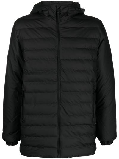 Shop Rains Hooded Zipped Padded Jacket In Black