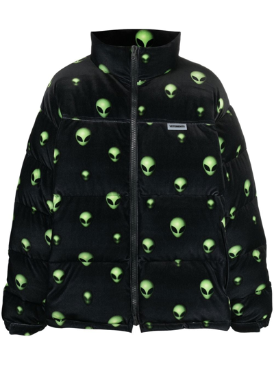 Shop Vetements Little Green Men Puffer Jacket In Black