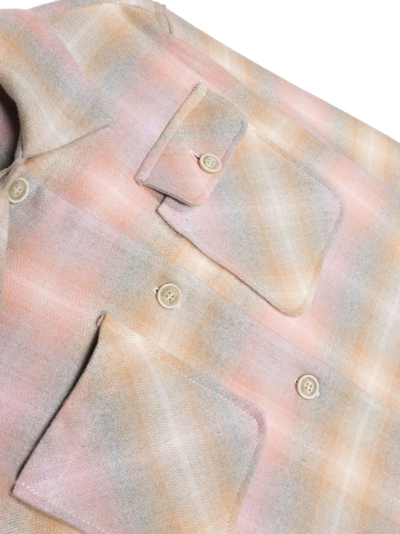 Shop Eleventy Tie-dye Plaid-check Shirt In Pink