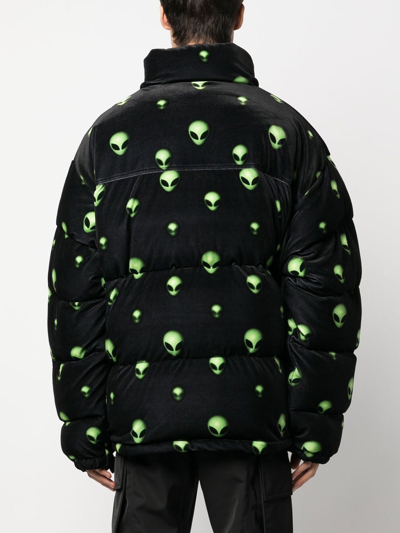 Shop Vetements Little Green Men Puffer Jacket In Black