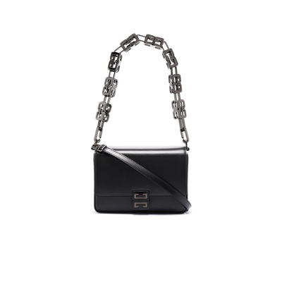Shop Givenchy (vip) Black Medium 4g Cube Chain Leather Cross Body Bag