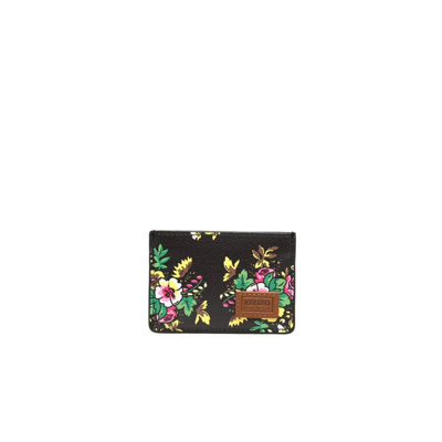 Shop Kenzo Black Pop Bouquet Floral Print Card Holder