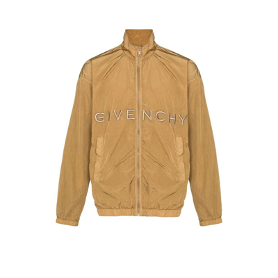 Shop Givenchy (vip) Neutral Logo-embroidered Track Jacket In Neutrals