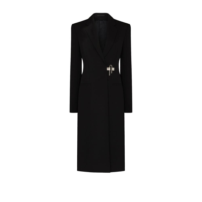 Shop Givenchy (vip) Black Padlock Cut-out Coat