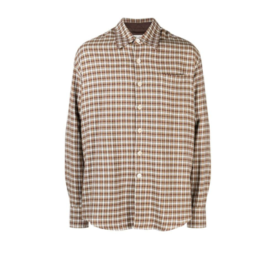 Our Legacy Above Checked Linen Shirt In Green | ModeSens