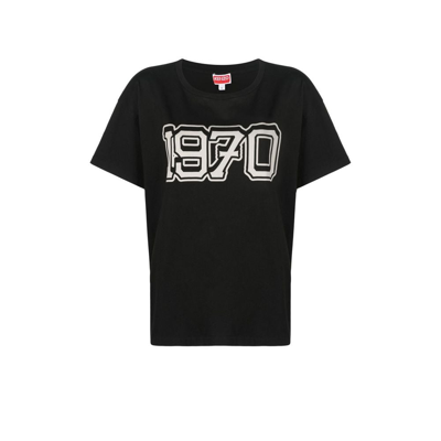 Shop Kenzo Black Logo Print Cotton T-shirt