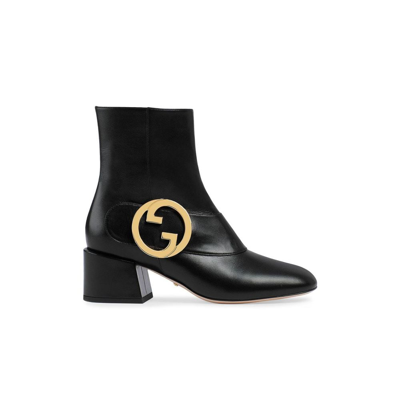 Shop Gucci Black Blondie 55 Leather Ankle Boots