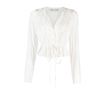 Shop Our Legacy Pleated Blouse - Women's - Mother Of Pearl/polyester/viscose In White