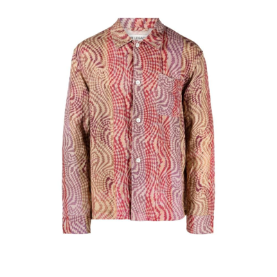 Shop Our Legacy Red Jazzy Hypnosis Print Linen Shirt