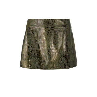 Shop Kim Shui Brown Mock Croc Faux Leather Mini Skirt