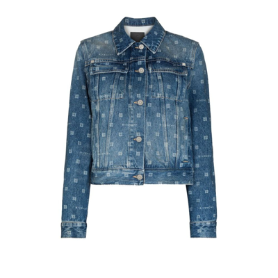 Shop Givenchy (vip) Blue 4g Monogram Denim Jacket