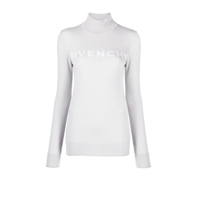 Shop Givenchy (vip) Grey Logo Roll Neck Cashmere Sweater