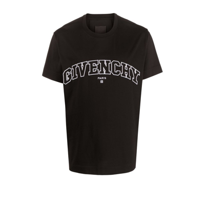 Shop Givenchy (vip) Black College Logo Embroidery T-shirt
