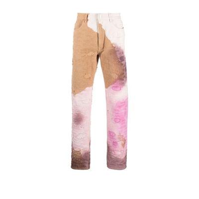 Shop Givenchy (vip) Brown Distressed Tie-dye Slim Jeans