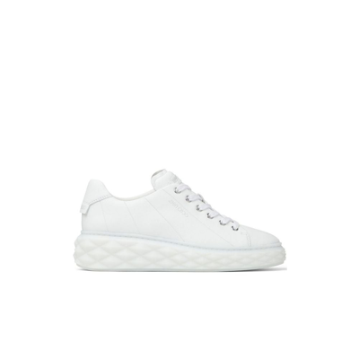 Shop Jimmy Choo White Diamond Light Maxi/f Leather Sneakers