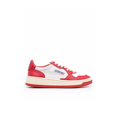 Shop Autry Red Action Low-top Leather Sneakers