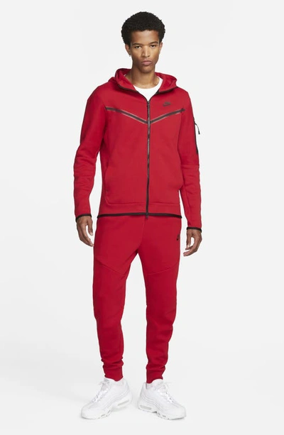Shop Nike Sportswear Tech Fleece Zip Hoodie In Gym Red/ Black