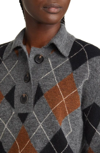 Shop Rails Shae Argyle Polo Sweater In Heather Toffee Arglye