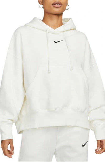 Shop Nike Sportswear Phoenix Fleece Pullover Hoodie In Sail/ Black