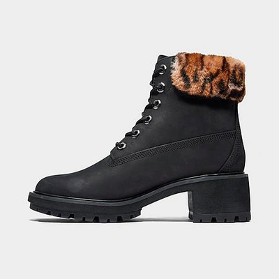 Shop Timberland Women's Kinsley Animal 6 Inch Waterproof Boots In Black Nubuck Cheetah