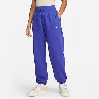 Shop Nike Women's Sportswear Phoenix Fleece Oversized High-waist Jogger Pants In Lapis/sail