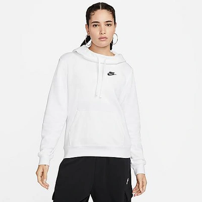 Shop Nike Women's Sportswear Club Fleece Funnel-neck Hoodie In White/black