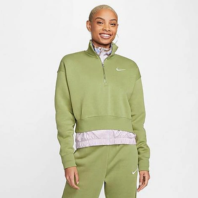 Shop Nike Women's Sportswear Phoenix Fleece Oversized Half-zip Crop Sweatshirt In Alligator/sail