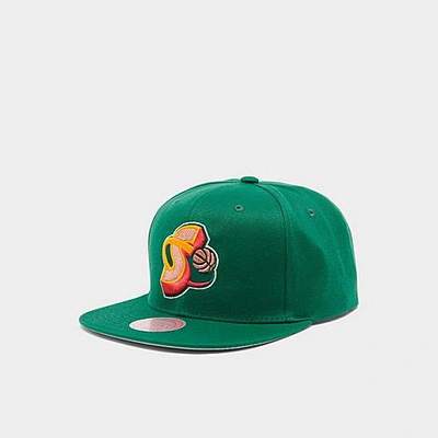 Shop Mitchell And Ness Seattle Supersonic Nba Hardwood Classics Snapback Hat In Sonics Green