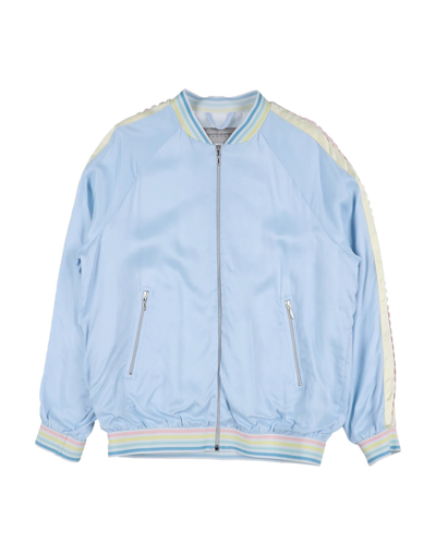 Shop Ermanno Scervino Junior Toddler Girl Jacket Sky Blue Size 4 Viscose, Polyamide, Cotton, Polyester