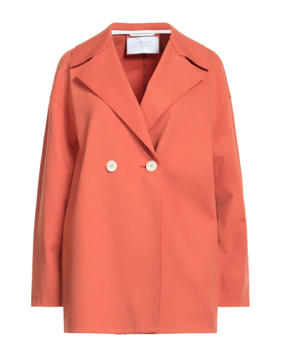Shop Harris Wharf London Woman Overcoat Orange Size 8 Viscose, Polyamide, Elastane