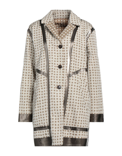 Shop Esemplare Woman Overcoat & Trench Coat Khaki Size 4 Polyester, Nylon In Beige
