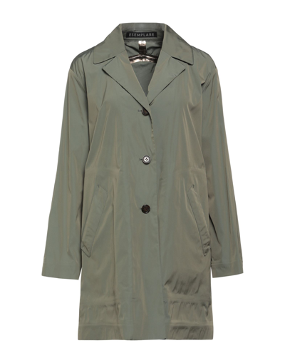 Shop Esemplare Woman Overcoat & Trench Coat Green Size 6 Polyester