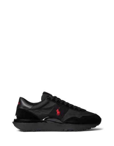 Shop Polo Ralph Lauren Train 89 Suede & Oxford Sneaker Man Sneakers Black Size 9 Soft Leather, Textile Fi