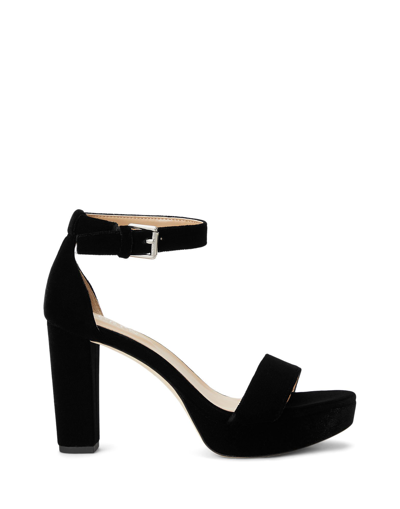 Shop Lauren Ralph Lauren Sylvia Velvet Sandal Woman Sandals Black Size 9.5 Recycled Polyester