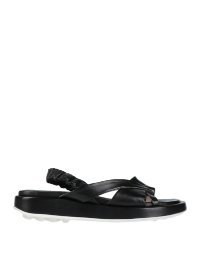 Shop Malloni Woman Thong Sandal Black Size 6 Soft Leather