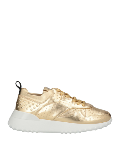 Shop Tod's Woman Sneakers Gold Size 8 Soft Leather
