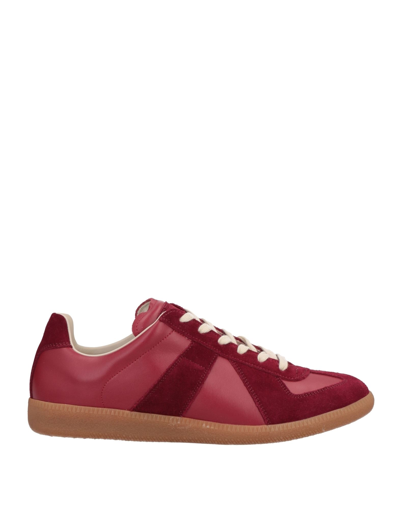 Shop Maison Margiela Man Sneakers Burgundy Size 12 Soft Leather In Red
