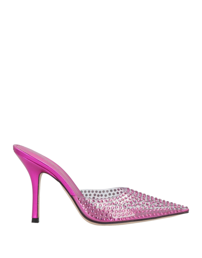 Paris Texas Crystal-embellished Pointed-toe Mules In Pink