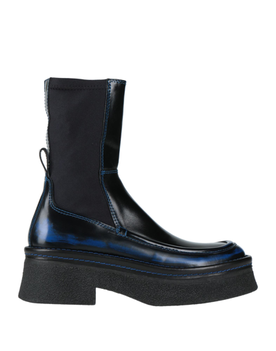 Shop E8 By Miista Amarah Blue Ankle Boots Woman Ankle Boots Black Size 10.5 Calfskin, Textile Fibers