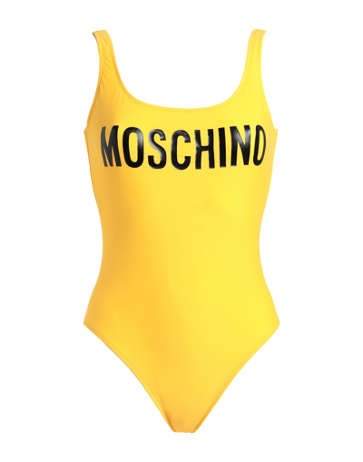 Shop Moschino Woman One-piece Swimsuit Yellow Size 6 Polyamide, Elastane