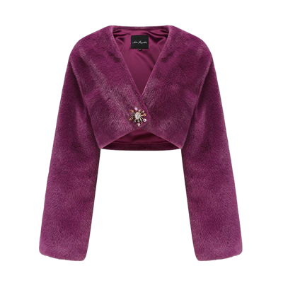Shop Nana Jacqueline Monica Cropped Fur Coat (purple) (final Sale)