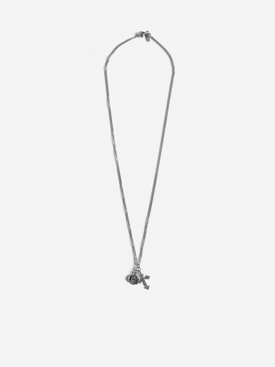 Shop Emanuele Bicocchi Cross + Rose Silver Necklace