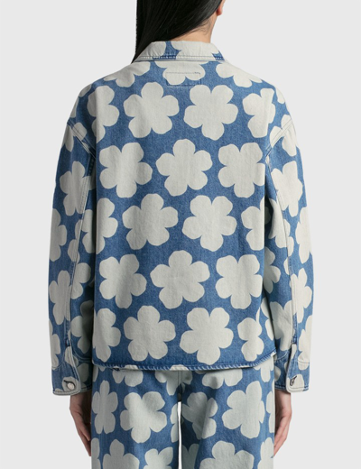 Shop Kenzo Hana Dots Denim Polo Shirt In Blue