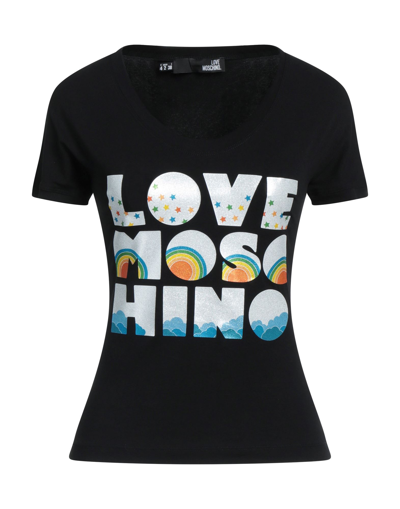 Shop Love Moschino Woman T-shirt Black Size 6 Cotton, Elastane