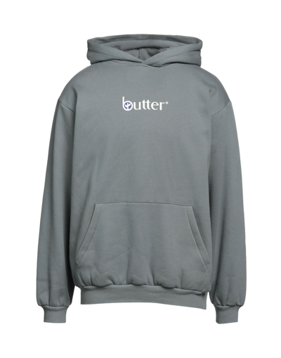 Shop Butter Goods Leaf Classic Logo Pullover Hood Man Sweatshirt Sage Green Size L Cotton, Polyethylene