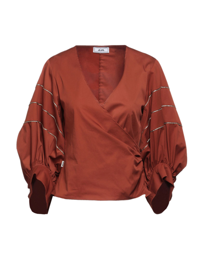 Shop Jijil Woman Top Rust Size 10 Cotton, Polyamide, Nylon In Red